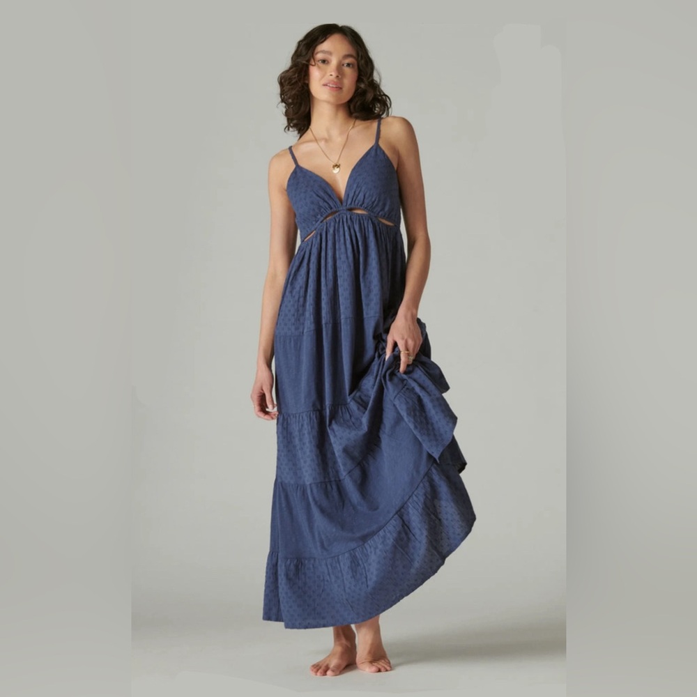 Lucky Brand Cutout Tiered Maxi Dress
